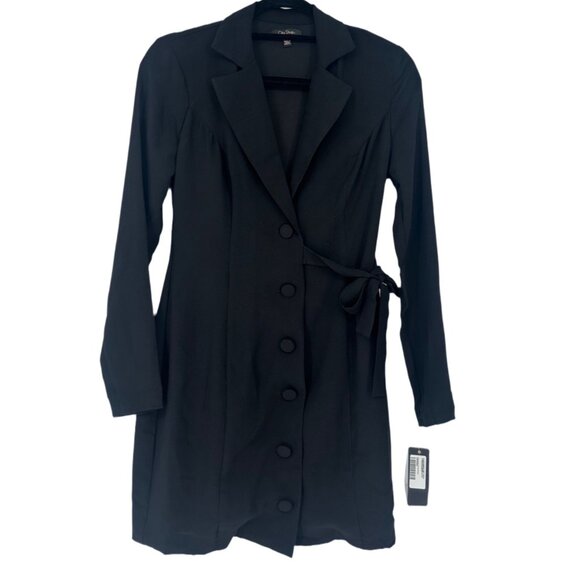 NWT City Studio Junior Black Button-Front Black Blazer Dress Size XS - Picture 3 of 6
